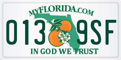 FL license plate 0139SF