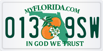 FL license plate 0139SW