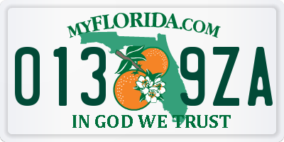 FL license plate 0139ZA