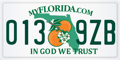 FL license plate 0139ZB