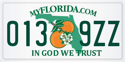 FL license plate 0139ZZ