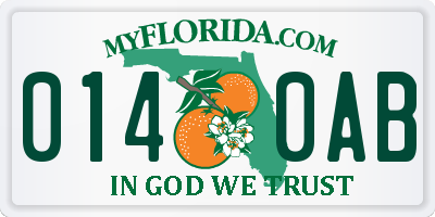 FL license plate 0140AB