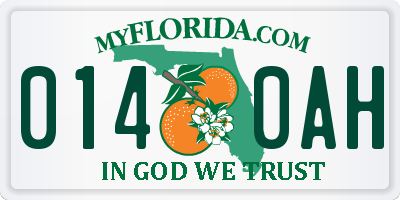 FL license plate 0140AH
