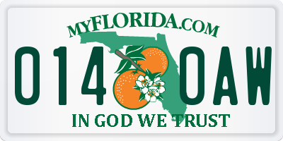 FL license plate 0140AW