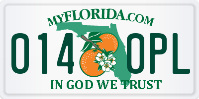 FL license plate 0140PL
