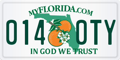 FL license plate 0140TY