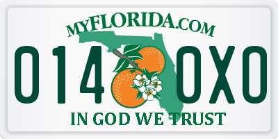 FL license plate 0140XO