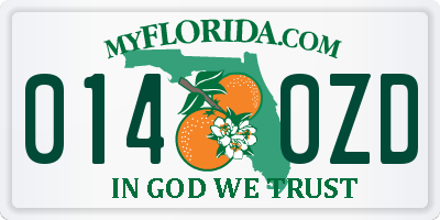FL license plate 0140ZD