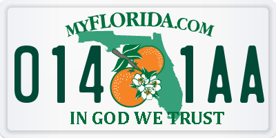 FL license plate 0141AA