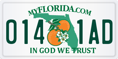 FL license plate 0141AD