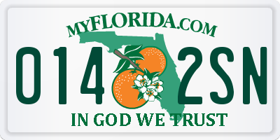 FL license plate 0142SN