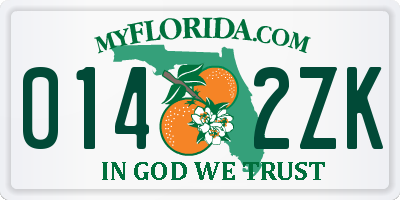 FL license plate 0142ZK