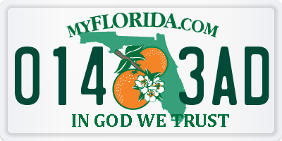 FL license plate 0143AD
