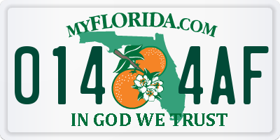 FL license plate 0144AF