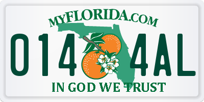 FL license plate 0144AL