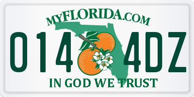 FL license plate 0144DZ