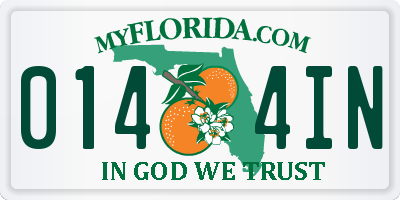 FL license plate 0144IN