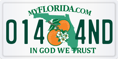 FL license plate 0144ND
