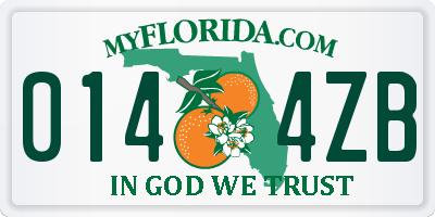 FL license plate 0144ZB