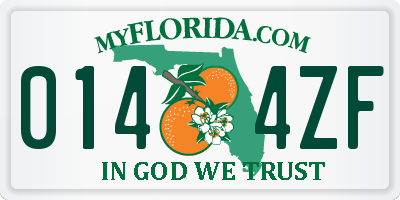 FL license plate 0144ZF