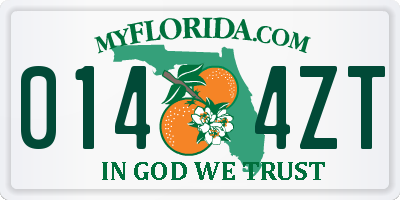 FL license plate 0144ZT