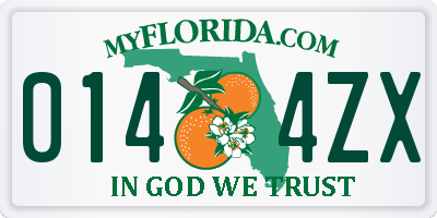 FL license plate 0144ZX