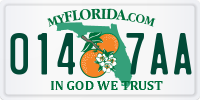 FL license plate 0147AA