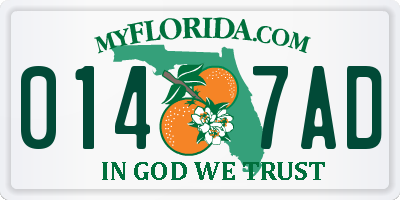 FL license plate 0147AD