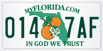 FL license plate 0147AF
