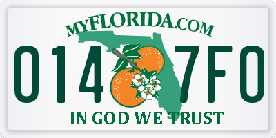 FL license plate 0147FO