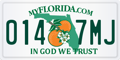 FL license plate 0147MJ
