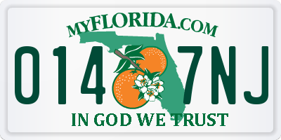 FL license plate 0147NJ