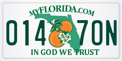FL license plate 0147ON