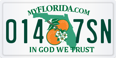 FL license plate 0147SN