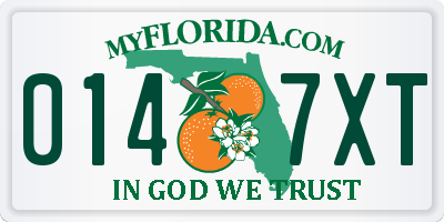 FL license plate 0147XT