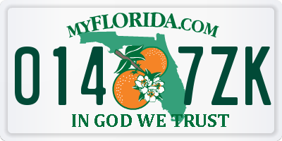 FL license plate 0147ZK