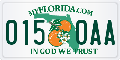 FL license plate 0150AA