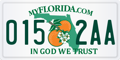 FL license plate 0152AA