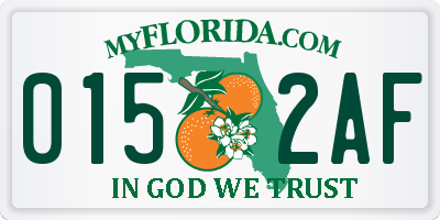 FL license plate 0152AF