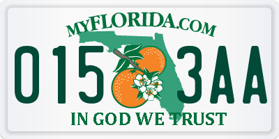 FL license plate 0153AA