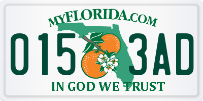 FL license plate 0153AD
