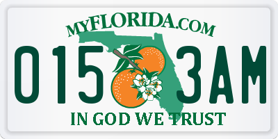FL license plate 0153AM