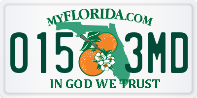FL license plate 0153MD