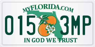 FL license plate 0153MP