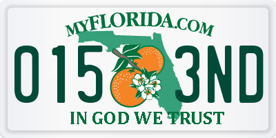 FL license plate 0153ND