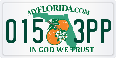 FL license plate 0153PP