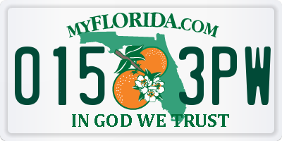 FL license plate 0153PW