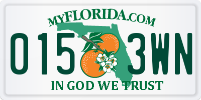 FL license plate 0153WN