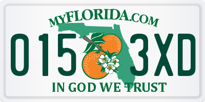 FL license plate 0153XD