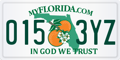 FL license plate 0153YZ